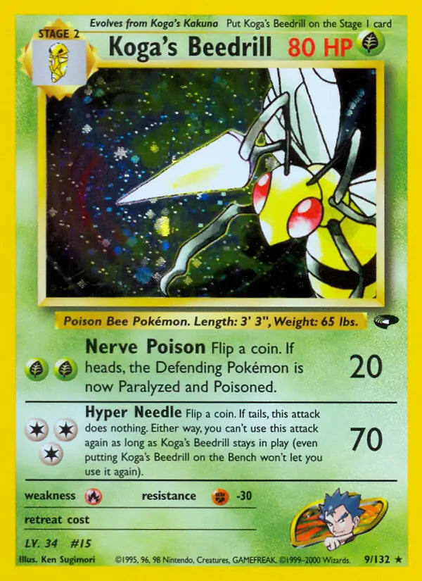 Koga's Beedrill 009/132 (Gym Challenge)  - Unlimited Holofoil