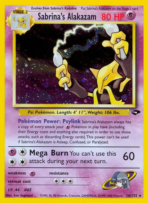 Sabrina's Alakazam 016/132 (Gym Challenge)  - Unlimited Holofoil