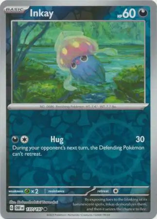 Inkay 137/197 (SV03: Obsidian Flames)  - Reverse Holofoil