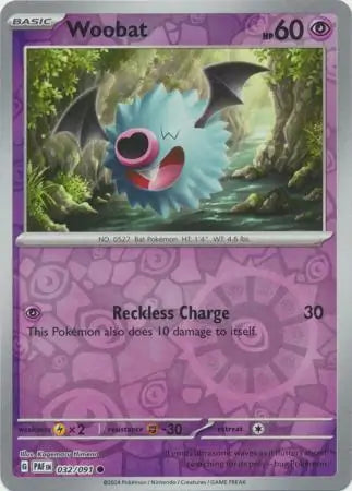 Woobat 032/091 (SV: Paldean Fates)  - Reverse Holofoil