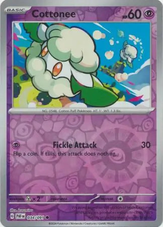 Cottonee 034/091 (SV: Paldean Fates)  - Reverse Holofoil