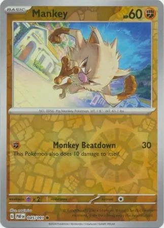Mankey 045/091 (SV: Paldean Fates)  - Reverse Holofoil