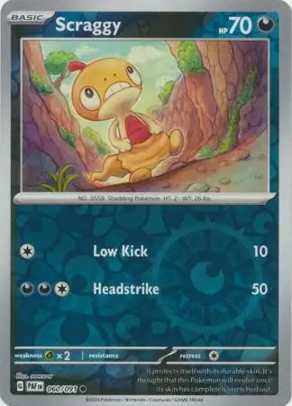 Scraggy 060/091 (SV: Paldean Fates)  - Reverse Holofoil