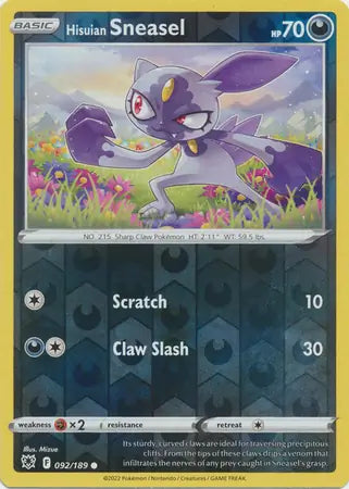 Hisuian Sneasel 092/189 (SWSH10: Astral Radiance)  - Reverse Holofoil