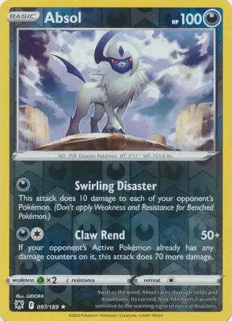 Absol 097/189 (SWSH10: Astral Radiance)  - Reverse Holofoil