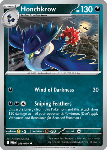 Honchkrow 058/094 (ME02: Phantasmal Flames)  - Reverse Holofoil