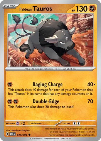 Paldean Tauros 048/094 (ME02: Phantasmal Flames)  - Reverse Holofoil