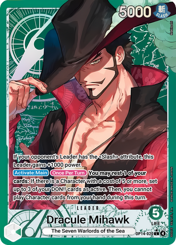 Dracule Mihawk OP14-020 (The Azure Sea's Seven)  - Alternate Art Foil