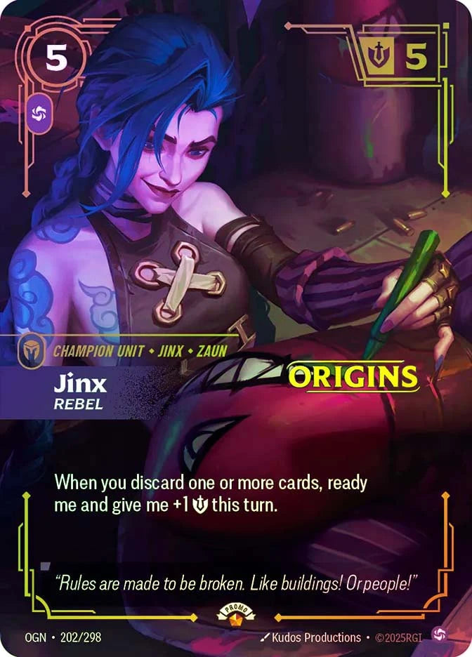 Jinx - Rebel 202/298 (Riftbound Organized Play Promotional Cards)  - Foil
