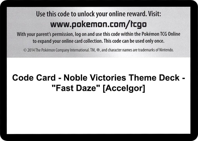 Code Card Noble Victories Theme Deck Fast Daze Accelgor  (Noble Victories) 