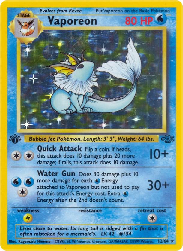 Vaporeon  12/64 (Jungle)  - 1st Edition Holofoil