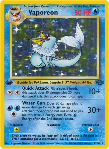 Vaporeon  12/64 (Jungle)  - 1st Edition Holofoil