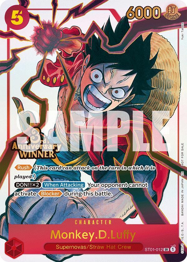 Monkey.D.Luffy (3rd Anniversary Winner) ST01-012 (One Piece Promotion Cards)  - Foil
