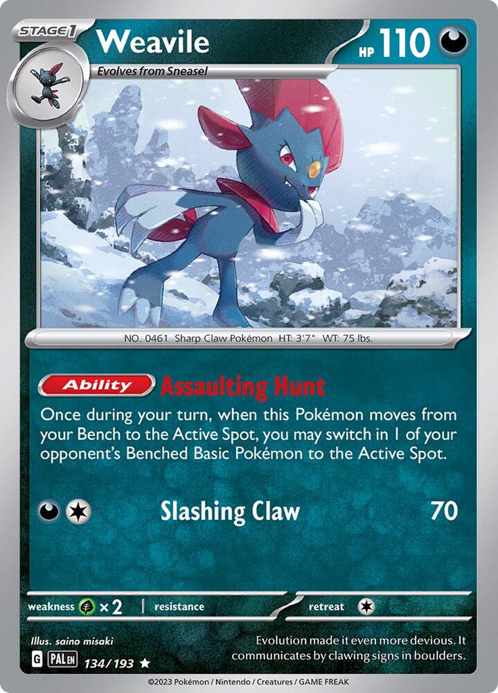 Weavile 134/193 (SV02: Paldea Evolved)  - Holofoil