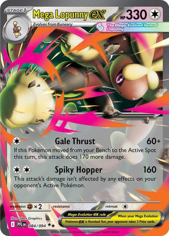 Mega Lopunny ex 084/094 (ME02: Phantasmal Flames)  - Holofoil