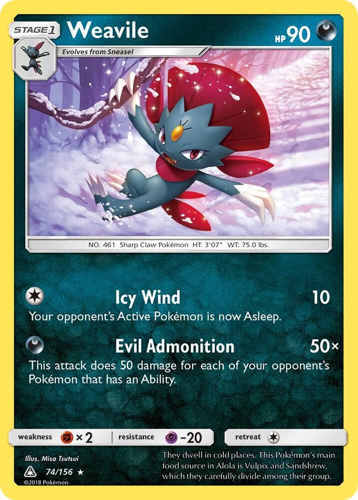 Weavile 74/156 (SM - Ultra Prism)  - Holofoil