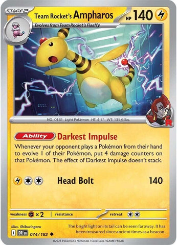 Team Rocket's Ampharos 074/182 (SV10: Destined Rivals) 