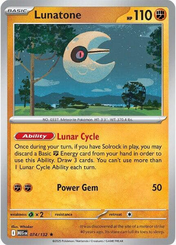 Lunatone 074/132 (ME01: Mega Evolution)  - Holofoil