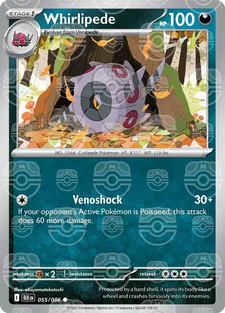 Whirlipede Master Ball Pattern 055/086 (SV: Black Bolt)  - Master Ball Holofoil