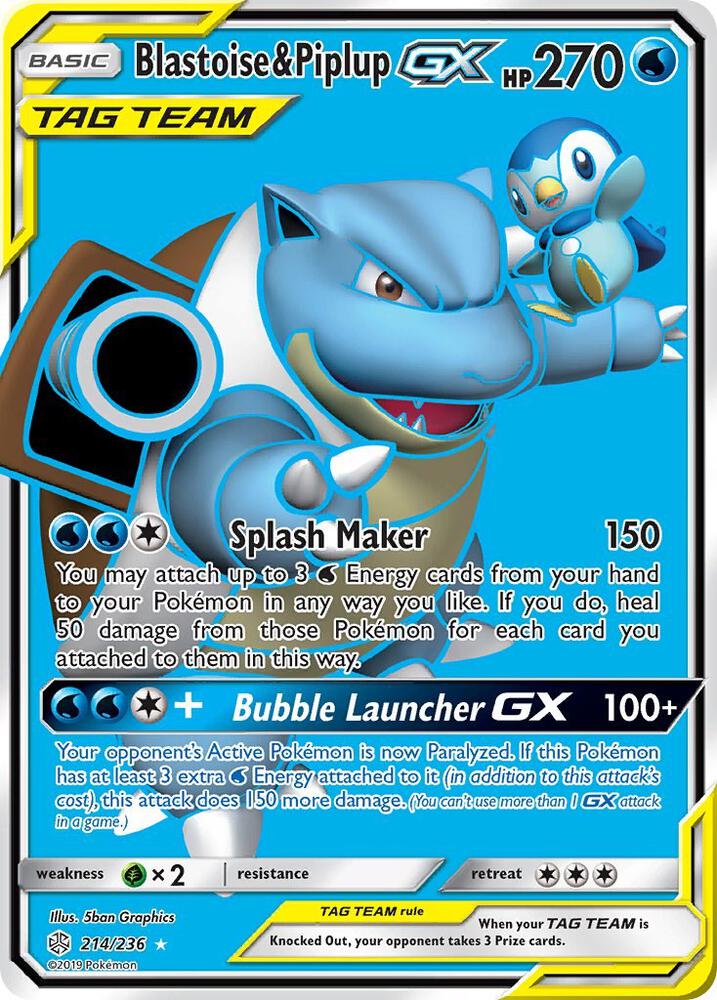 Blastoise and Piplup GX 214/236 (SM - Cosmic Eclipse)  - Holofoil