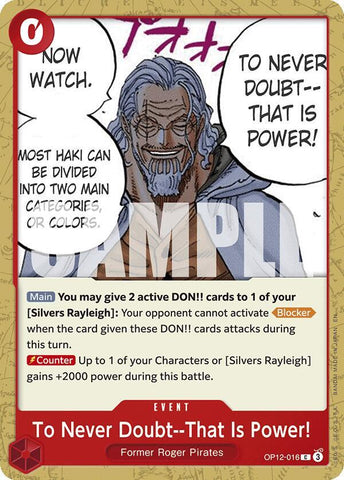 To Never Doubt-- That Is Power! OP12-016 (Legacy of the Master) 