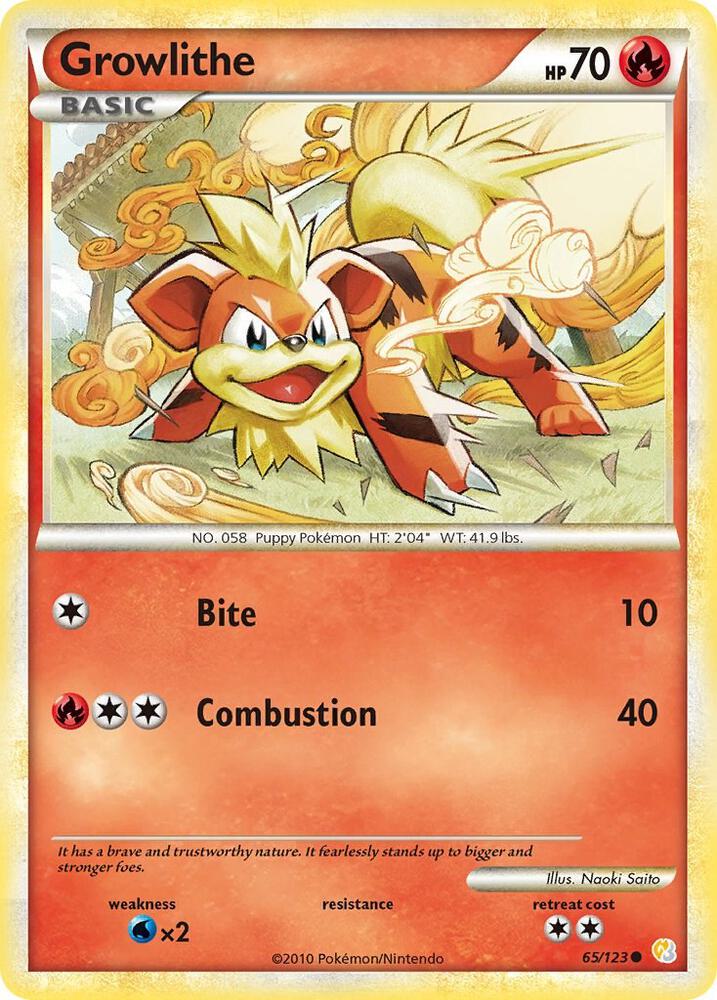 Growlithe 65/123 (HeartGold SoulSilver)  - Reverse Holofoil