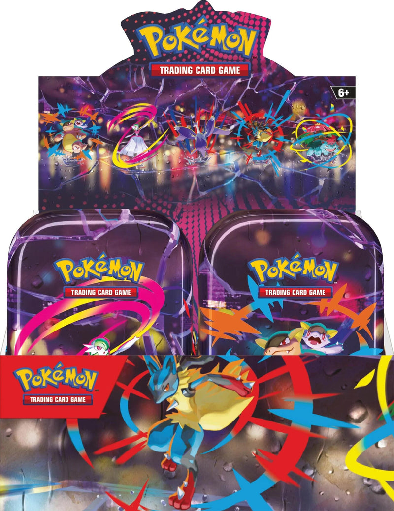 In this Pokémon TCG: Mega Heroes Mini Tin, you’ll find:
• 2 Pokémon TCG booster packs
• 1 sticker sheet
• A Pokémon art card showing the art from this Mini Tin—you can collect and combine all 5!