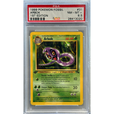 1999 Pokemon Arbok 1st Edition PSA 8.5