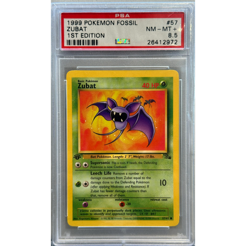 1999 Pokemon Zubat 1st Edition PSA 8.5