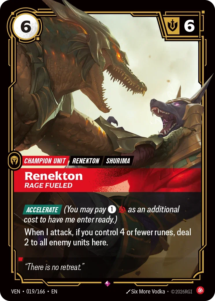 Renekton, Rage Fueled — Riftbound Vendetta 019/166