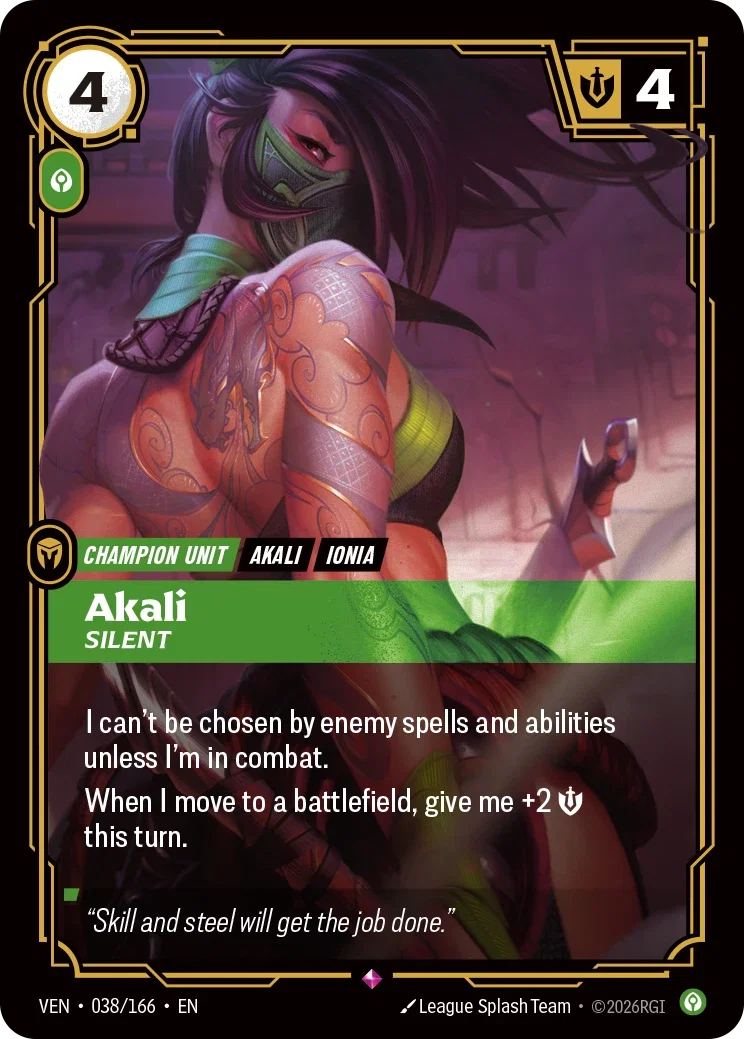 Akali, Silent — Riftbound Vendetta 038/166