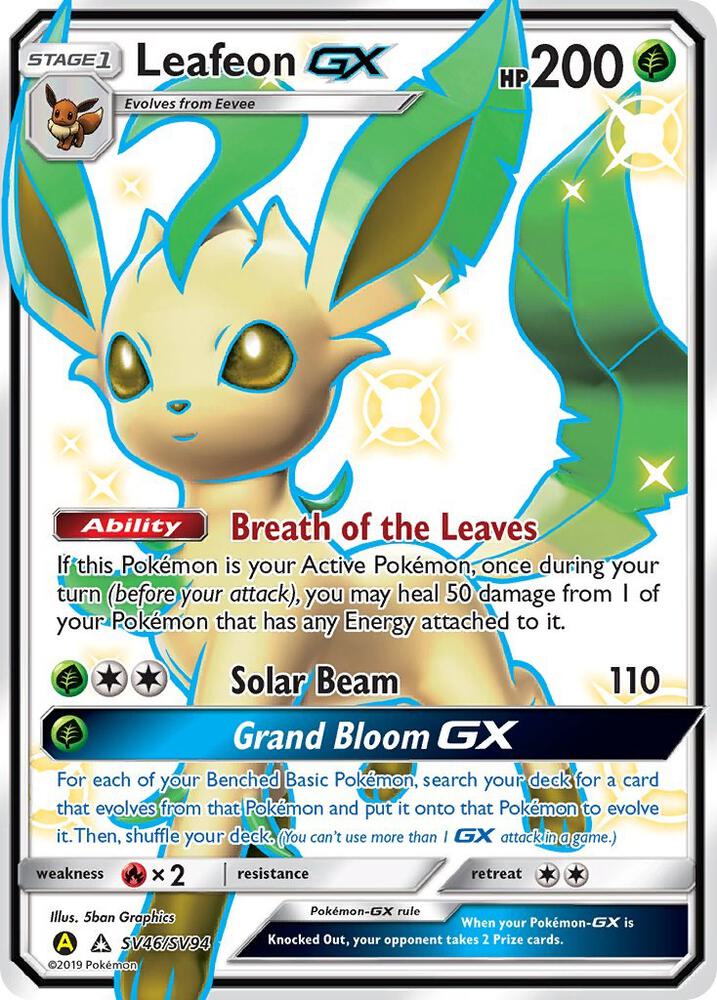 Leafeon GX SV46/SV94 (Hidden Fates: Shiny Vault)  - Holofoil