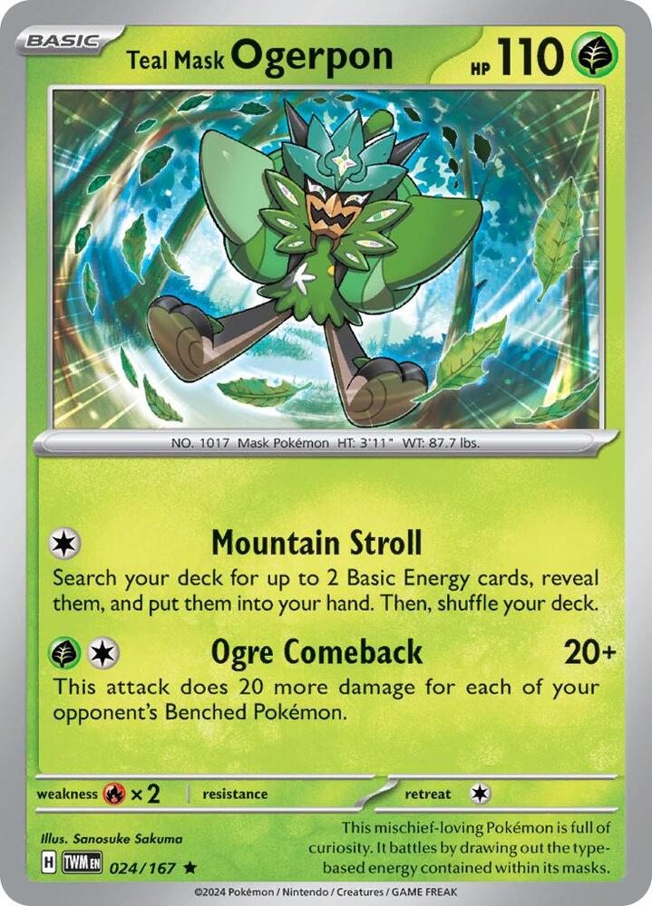 Teal Mask Ogerpon 024/167 (SV06: Twilight Masquerade)  - Holofoil