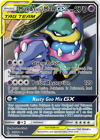Muk & Alolan Muk GX 197/214 (SM - Unbroken Bonds)  - Holofoil