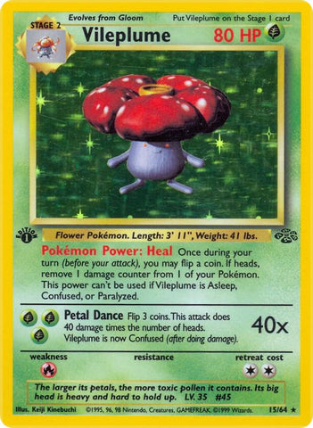 Vileplume  15/64 (Jungle)  - 1st Edition Holofoil